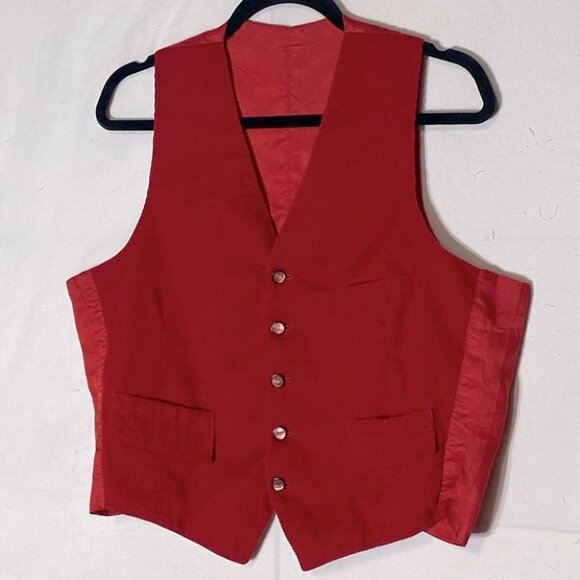 Vintage Red Corduroy Vest L - Picture 10 of 10
